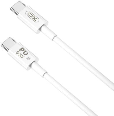 XO NB-Q190B USB 2.0 Cable USB-C male - USB-C male Λευκό 2m
