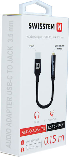 Swissten Μετατροπέας USB-C male σε 3.5mm female 1τμχ 73501301