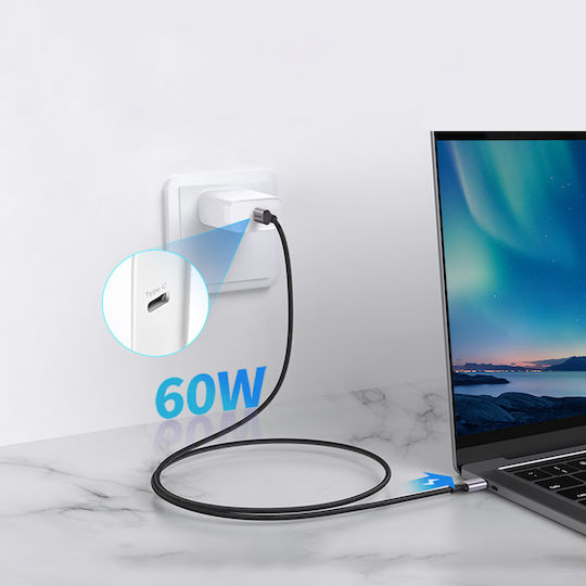 Ugreen US261 Braided USB 2.0 Cable USB-C male - USB-C 60W PD Μαύρο 1m 50150