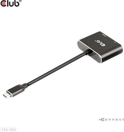 Club3D Μετατροπέας USB-C male σε DisplayPort / HDMI female 1τμχ CSV-1552