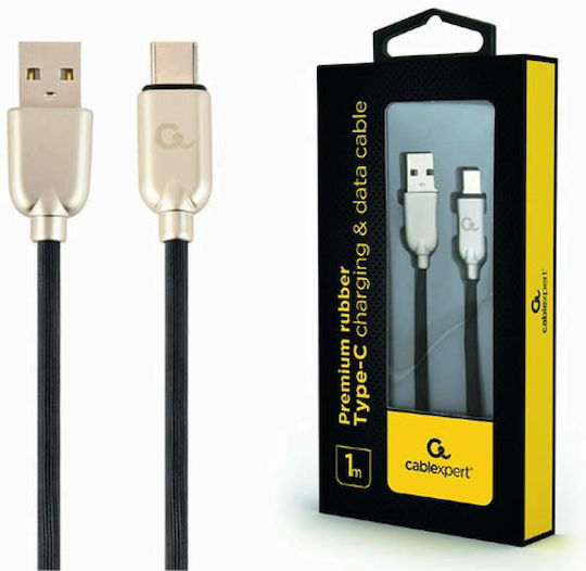 Cablexpert Premium Rubber Braided USB 2.0 Cable USB-C male - USB-A Black 1m (CC-USB2R-AMCM-1M)