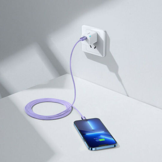 Baseus Crystal Shine CAJY000705 Braided USB-C to Lightning Cable 20W Purple 2m