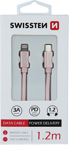 Swissten Geflochten USB-C zu Lightning Kabel Silber 1.2m (71525203)