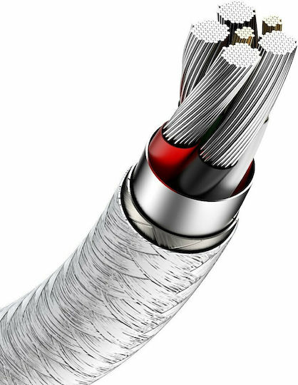 Baseus Cafule Series Braided USB 2.0 Cable USB-C Male - USB-A 66W White 1m CAKF000102