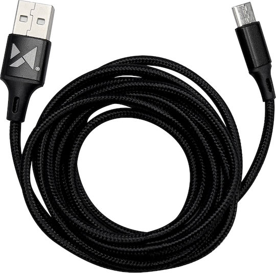 Wozinsky Braided USB 2.0 Cable USB-C male - USB-A Μαύρο 1m WUC-C1B