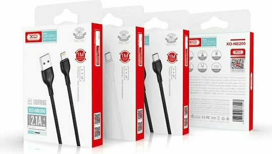 XO NB200 USB 2.0 Cable USB-C male - USB-A PD Λευκό 1m 16.005.0139