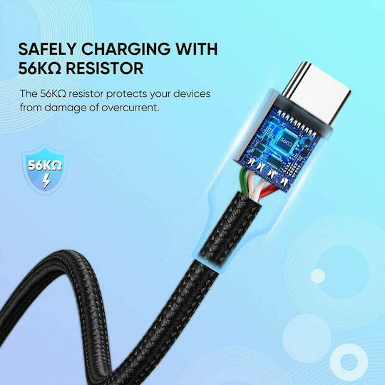 Ugreen US288 Braided USB 2.0 Cable USB-C male - USB-A 18W Μαύρο 3m 60408