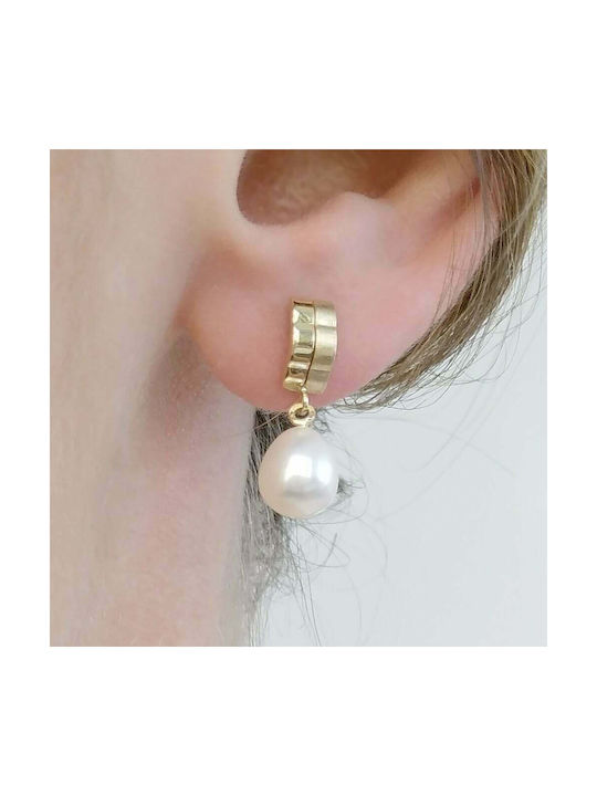 Ortaxidis Earrings Pendants made of Gold 14K with Pearls