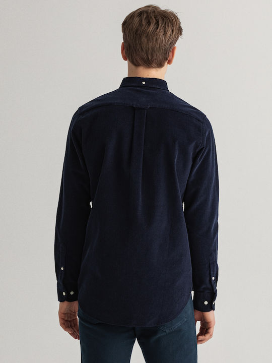 Gant Corduroy Men's Shirt Long Sleeve Corduroy Navy Blue