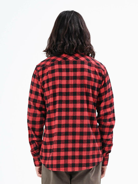 Long-sleeved Flannel Shirt Checked Red / Black
