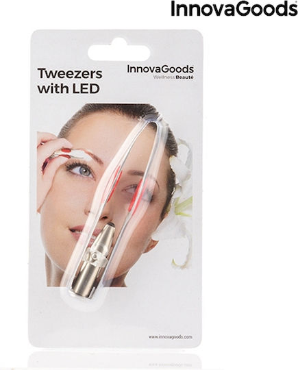 InnovaGoods Eyebrow Tweezer with Slanted Nose, Lens and Soft Handle White 10cm