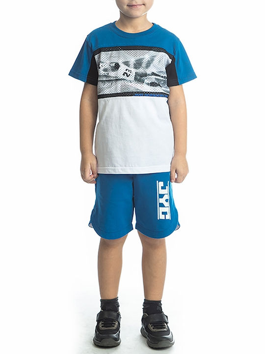 Kids' Set with Shorts Summer 2pcs Blue with "Soccer" Blouse