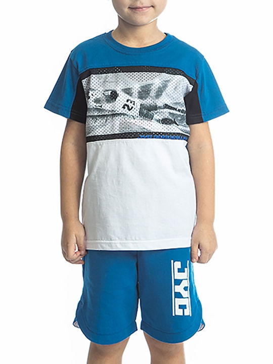 Kids' Set with Shorts Summer 2pcs Blue with "Soccer" Blouse