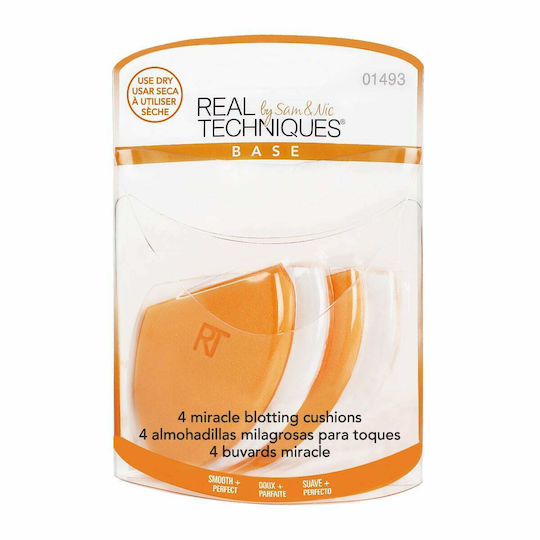 Real Techniques Make Up Brushes & Sponges Set with Makeup Sponges for Foundation Miracle Blotting Cushions 4 Pieces