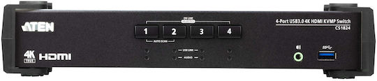 Aten 4-Port USB 3.0 4K HDMI KVMP Switch with Audio Mixer Mode