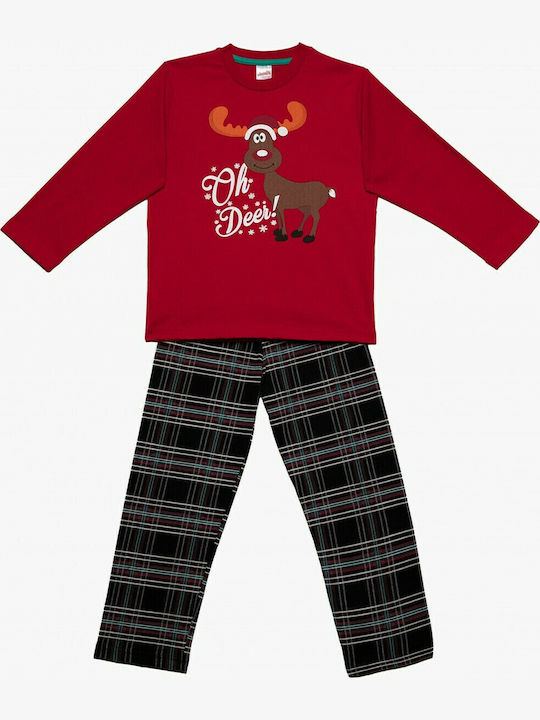Minerva Παιδική Πιτζάμα Χειμωνιάτικη Κόκκινη XMAS OH DEER