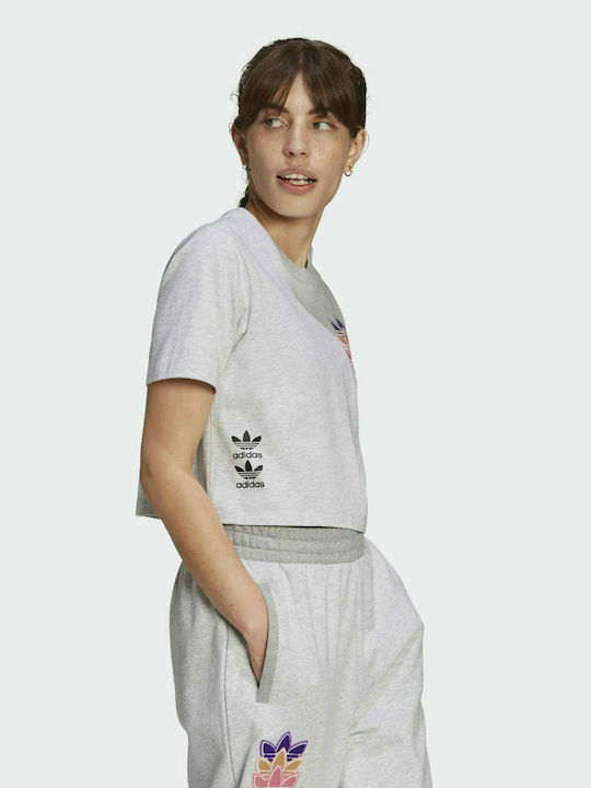 Γυναικείο Αθλητικό Crop T-shirt Γκρι