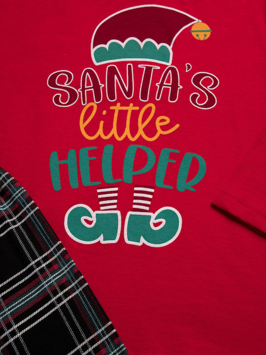 Minerva Παιδική Πιτζάμα Χειμωνιάτικη Κόκκινη Xmas Elf