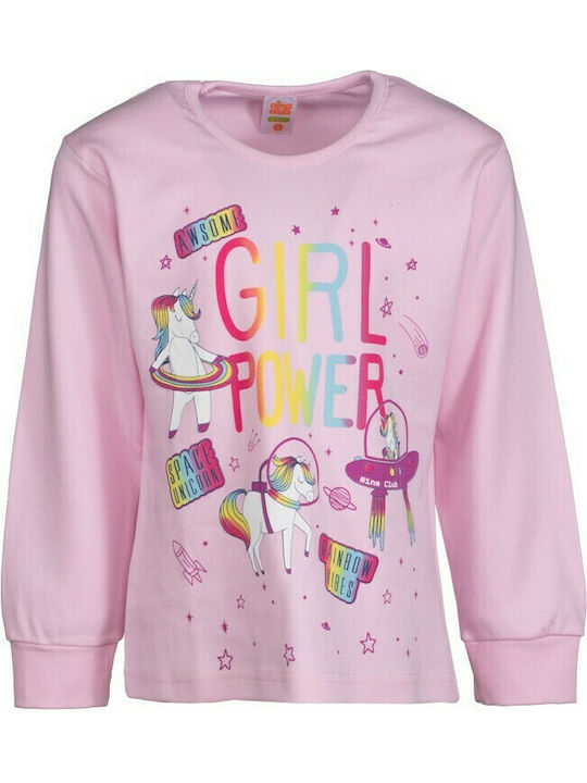Nina Club Παιδική Πιτζάμα Χειμωνιάτικη Ροζ Girl Power