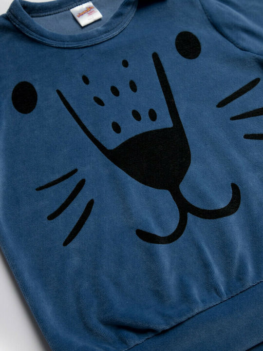 Minerva Kids' Pajamas Winter Cotton Blue Animal Smileys