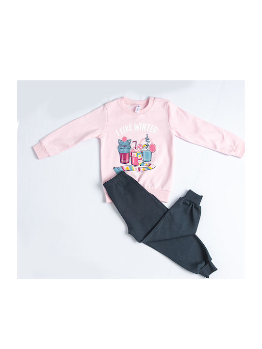 Dreams by Joyce Set Top & Bottom Kids Winter Cotton Pyjamas Pink