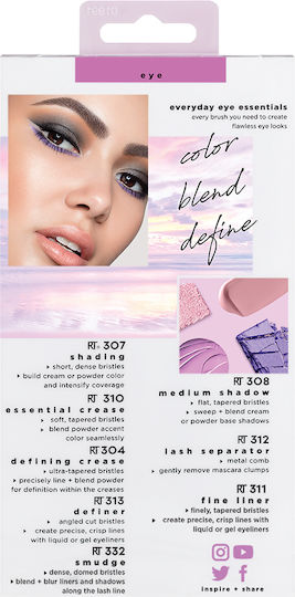 Real Techniques Set with Makeup Brushes made of Synthetic Hair Everyday Eye Essentials 8pcs