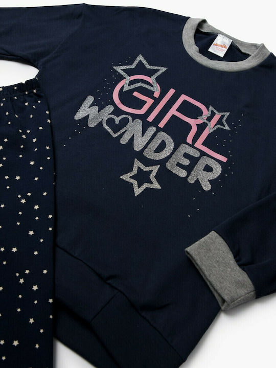 Minerva Kinder Schlafanzug Winterlich Marineblau Stars