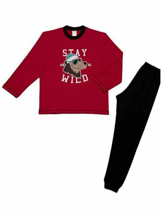 Minerva Kids' Pajamas Winter Red STAY WILD