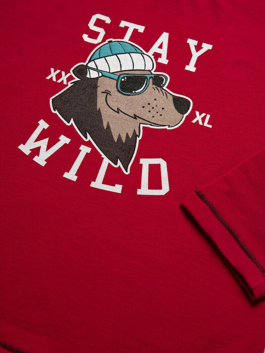 Minerva Kids' Pajamas Winter Red STAY WILD