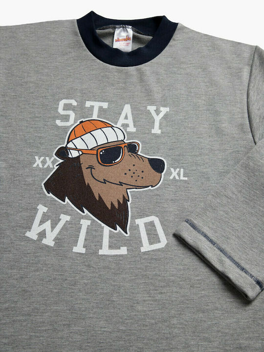 Minerva Kids' Pajamas Winter Gray Stay Wild