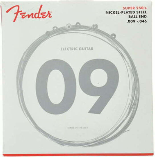 Fender Set Oțel placat cu nichel de Corzi pentru Chitară electrică Super 250's Ball End 250LR 9 - 46"