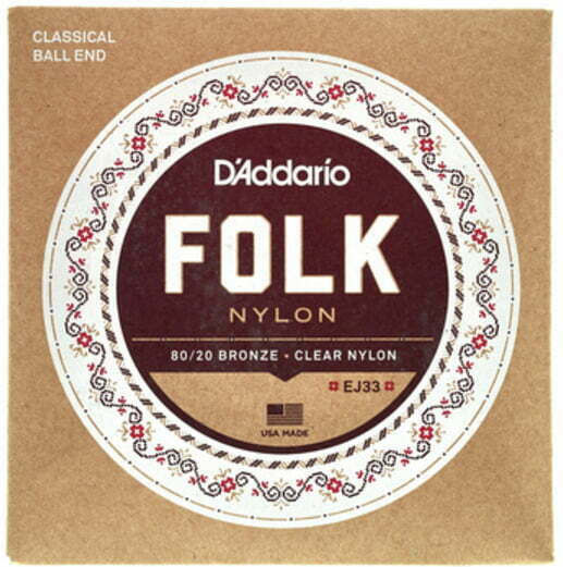 Daddario Folk Nylon Set Of 80/20 Bronze Classical Guitar Strings 28 - 45 Ball End