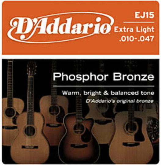 Daddario Set of Phosphor Bronze Strings for Acoustic Guitar 10 - 47"