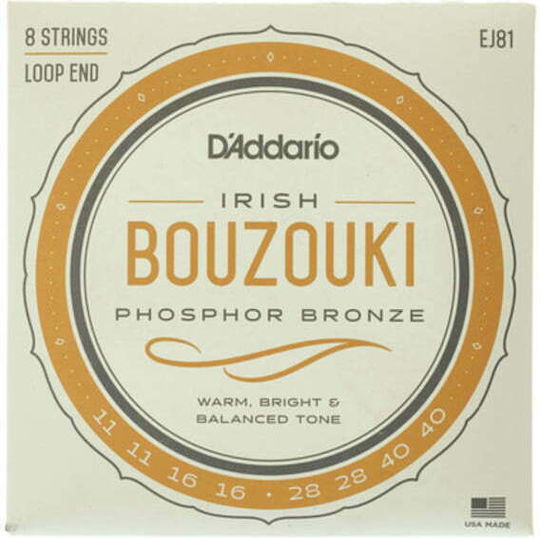 Daddario Set of Nickel Plated Steel Strings for Bouzouki Greek Bouzouki 10 - 28"