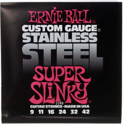 Ernie Ball Slinky Wound Set Corzi Pentru Chitară Electrică Oțel Inoxidabil 9 - 42 Super