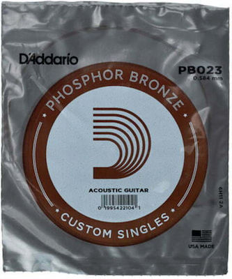 Daddario Single Phosphor Bronze String for Acoustic Guitar Wound Singles .023"