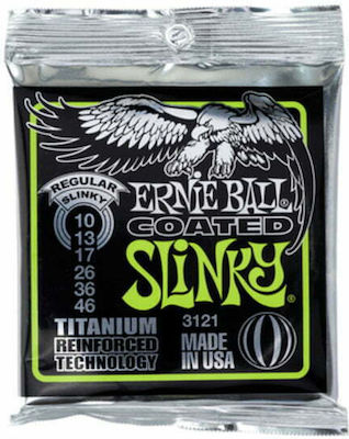 Ernie Ball Set Titan de Corzi pentru Chitară electrică Slinky Coated Titanium RPS Regulat 10 - 46"