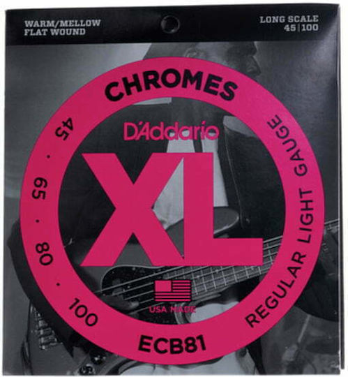 Daddario XL Chromes Bass Set of Stainless Steel Bass Strings 45 - 100" Regular Light/Long Scale