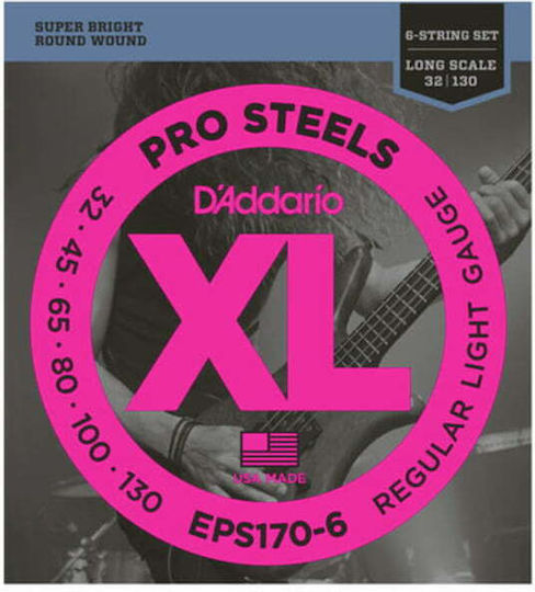 Daddario Set of Stainless Steel Strings for Bass Pro Steels 6-String Long Scale 32 - 130"