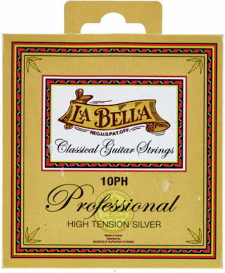 La Bella Set of Silver Plated Strings for Classic Guitar 10PH Professional High Tension Silver
