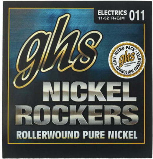 GHS Strings Nickel Rockers Set of Pure Nickel Electric Guitar Strings 11 - 52 Custom Medium