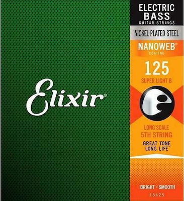 Elixir Einzelne Stahl Saite für Bass Nanoweb 5-String Bass Super Leicht B .125"