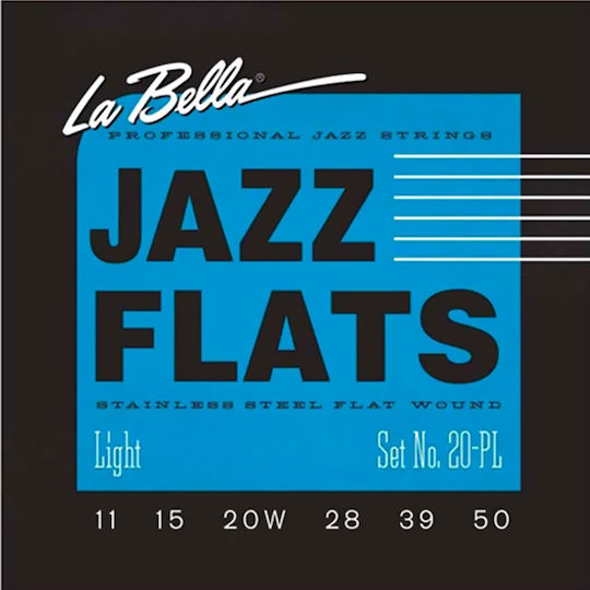 La Bella Jazz Flats Set of Stainless Steel Electric Guitar Strings 11 - 50 Light