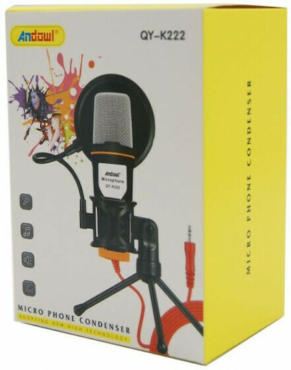 Andowl QY-K222 Σετ Πυκνωτικό Μικρόφωνο 3.5mm Επιτραπέζιο, Shock Mounted για Φωνητικά