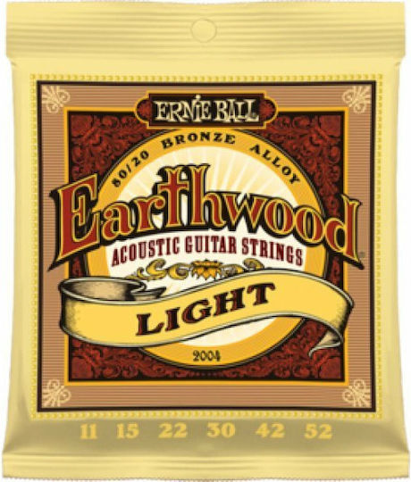Ernie Ball Set of 80/20 Bronze Strings for Acoustic Guitar Earthwood 80/20 Bronze Light 11 - 52"