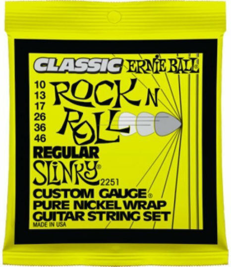 Ernie Ball Slinky Classic Rock n Roll Set Pure Nickel Electric Guitar Strings 10 - 46 Regular