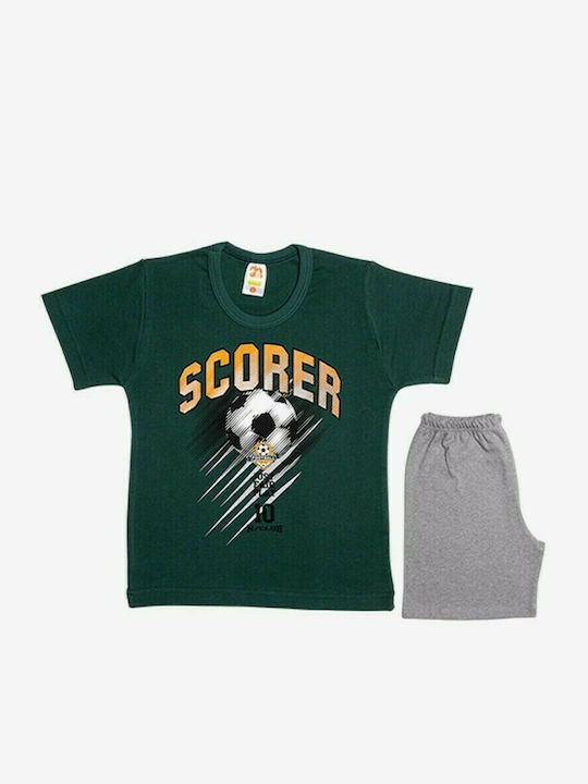 Nina Club Scorer Set Top & Bottom Kids Summer Cotton Pyjamas Green