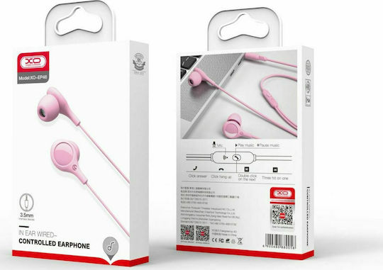 XO EP46 In-ear Handsfree με Βύσμα 3.5mm Ροζ