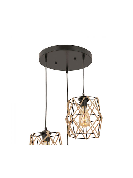 HomeMarkt Pendant Light Black with Rope for Socket E27 40cm