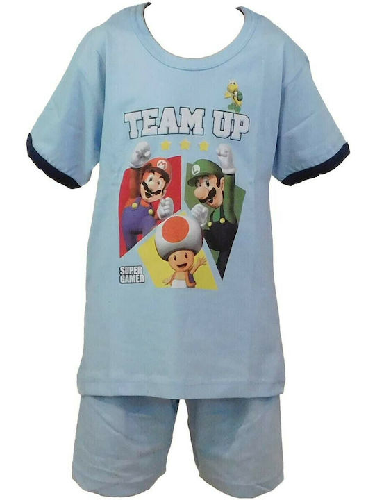 Nina Club Παιδική Πιτζάμα Καλοκαιρινή Γαλάζια Team Up